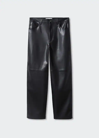 Mango + Leather-effect straight trousers