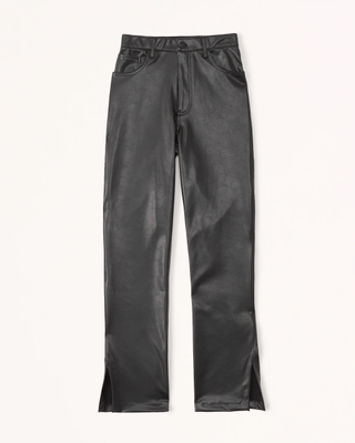 Abercrombie & Fitch + Split-Hem Vegan Leather 90s Straight Pants