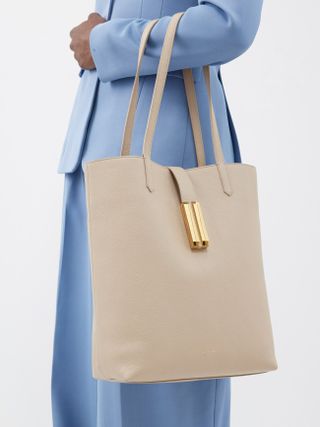 Demellier + Vancouver Grained-Leather Tote Bag