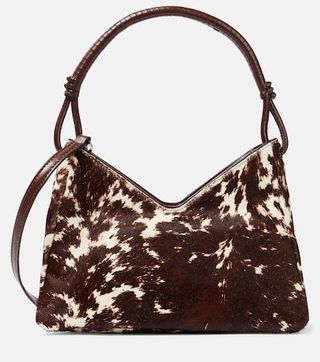 Staud + Valerie Calf Hair Shoulder Bag in Brown