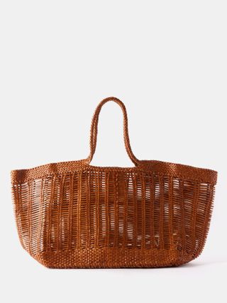 Dragon Diffusion + Window Shopper Woven-Leather Basket Bag