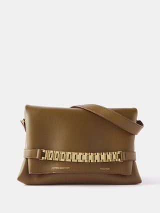 Victoria Beckham + Chain-Strap Leather Clutch Bag