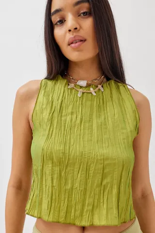 Urban Outfitters + Remnants Plisse Tank Top