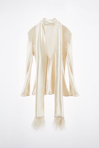 Zara + Scarf Top with Feathers