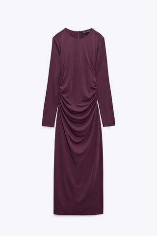 Zara + Midi Dress with Gathered Detail