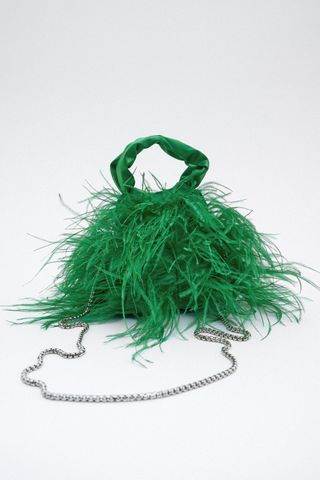 Zara + Bucket Bag with Feathers