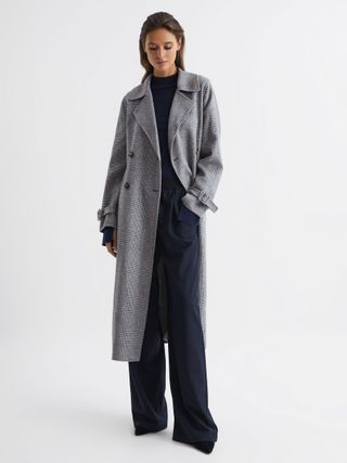Reiss + Alexa Belted Belted Blindseam Checked Trench Coat