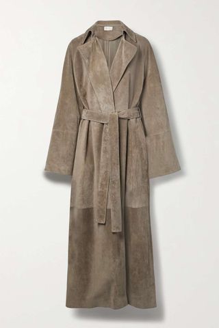 The Row + Poseidone Oversized Belted Suede Coat
