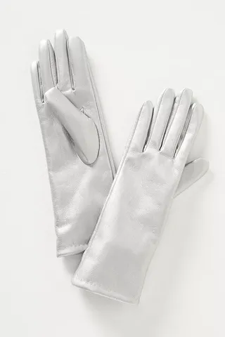 Maeve + Mid-Length Faux Leather Texting Gloves