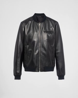 Prada + Reversible Nappa Leather and Nylon Bomber Jacket