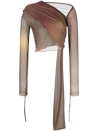 Jade Cropper + Brown Panelled Wrap Top