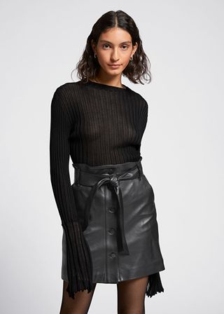 & Other Stories + Leather Paperbag Belted Skirt