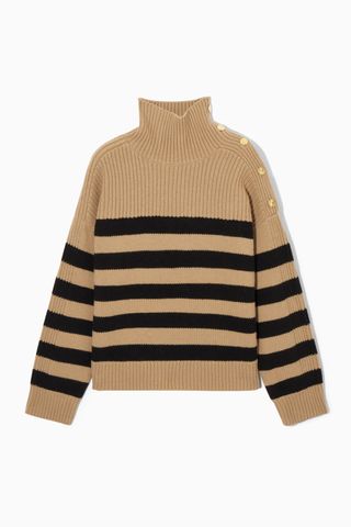 COS + Button-Embellished Striped Wool Jumper