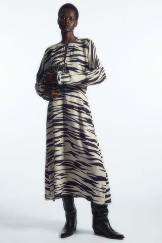 COS + Zebra-Print Cutout Midi Dress