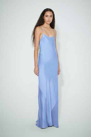 Victoria Beckham + Floor Length Cami Dress in Sky Blue