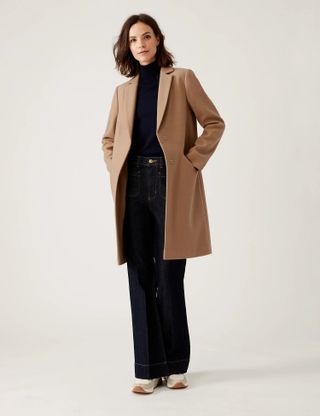 M&S Collection + Collared Single Breasted Coat