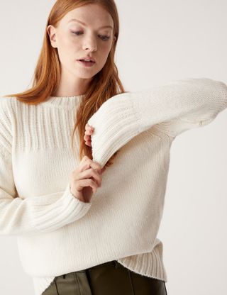 M&S Collection + Recycled Blend Ribbed Crew Neck Jumper
