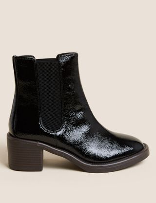 M&S Collection + Leather Chelsea Block Heel Ankle Boots