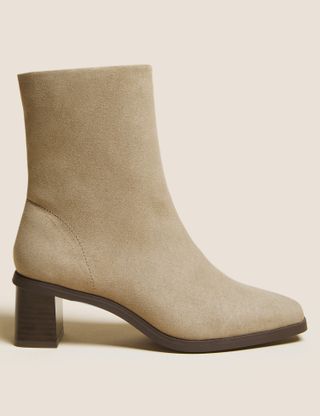 M&S Collection + Block Heel Square Toe Ankle Boots