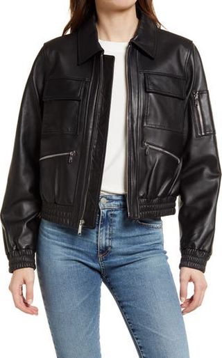 Sam Edelman + Leather Bomber Jacket