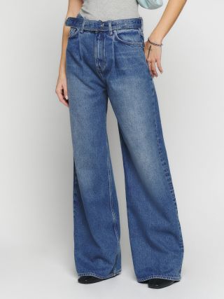 The Reformation + Dree Belted Baggy Wide Leg Jeans