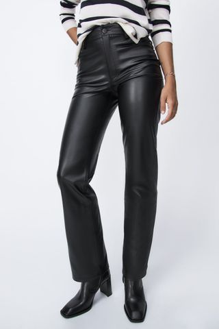 Zara + ZW Faux Leather '90s Wide Leg Pants