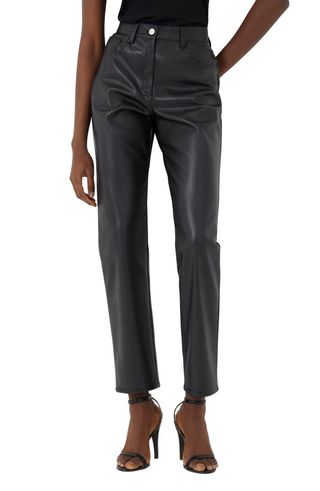 French Connection + Etta Palmira Straight Leg Faux Leather Pants