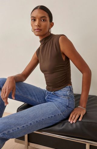Reformation + Lindy Ruched Crop Top