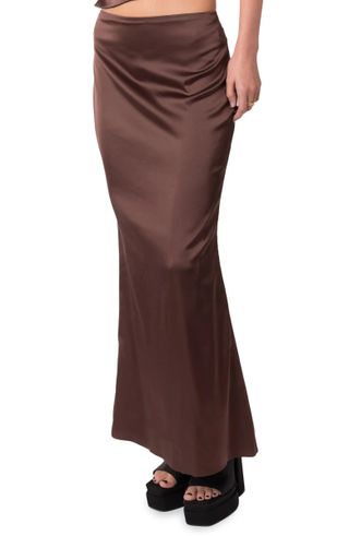 Edikted + Ruched Satin Maxi Skirt