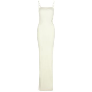 Mach & Mach + Bow-Embellished Ribbed-Knit Gown