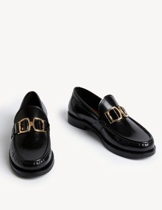 M&S Collection + Leather Trim Flat Loafers