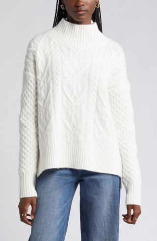 Nordstrom + Mock Neck Cable Knit Sweater