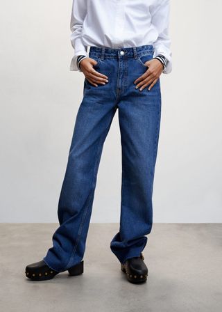 Mango + Wide-Leg Mid-Rise Jeans