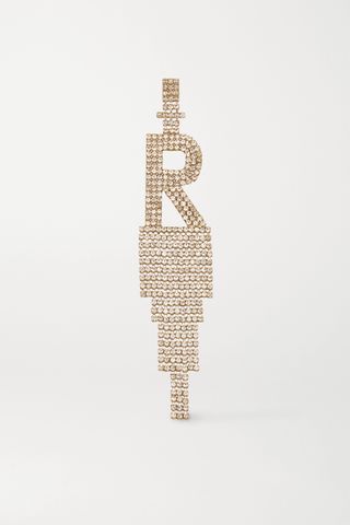 Retrofête + Alphabet Rhodium-Plated Crystal Single Earring