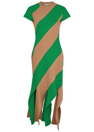 Stella McCartney + Striped Knitted Midi Dress