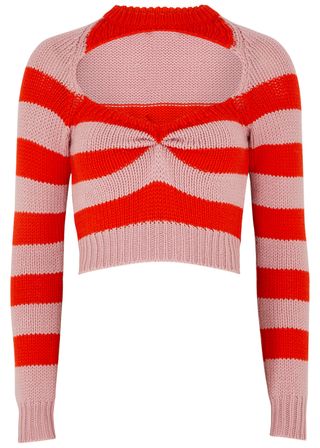 Marni + Striped Cut-Out Wool Jumper