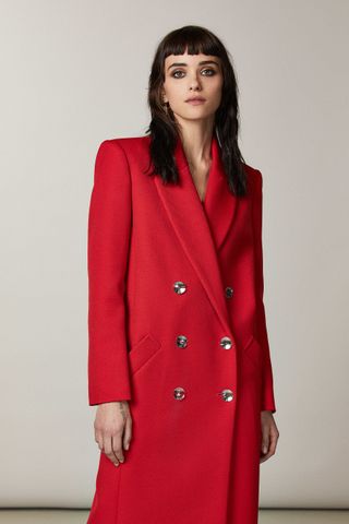 Patrizia Pepe + Double-Breasted Wool-Blend Coat