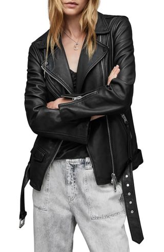 AllSaints + Billie Oversize Leather Biker Jacket