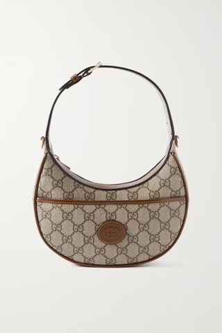 Gucci + Mini Leather-Trimmed Printed Coated-Canvas Shoulder Bag