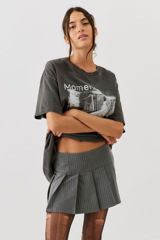 Motel + Senona Pinstripe Low-Rise Mini Skirt