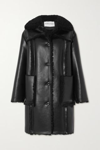 Stand Studio + Rodeo Faux Fur-Trimmed Faux Leather Coat