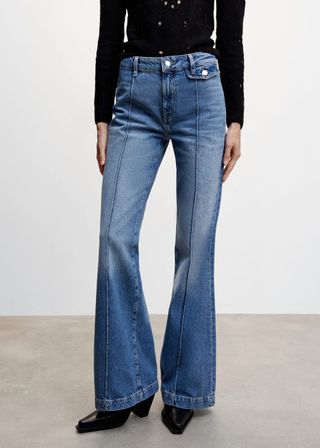 Mango + High-Waist Wideleg Jeans With Seams