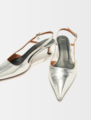 Maje + 122faynasilver Silver Leather Strappy Heels
