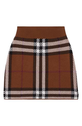 Burberry + Kiandra Check Wool Miniskirt