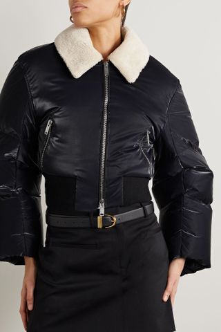 Khaite + Milton Cropped Faux Shearling-Trimmed Quilted Shell Down Jacket
