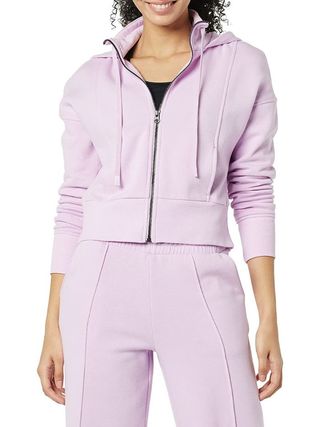 Core 10 + Women's Super Soft Fleece Cropped Length Zip-Up Hoodie Sweatshirt