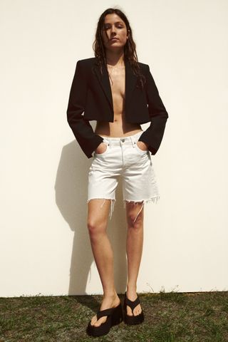 Zara + TRF Loose Fit Denim Shorts