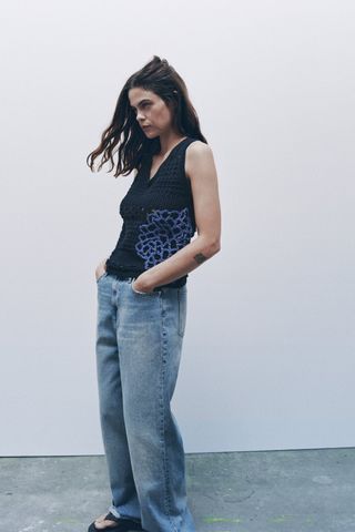 Zara + Mixed Crochet Knit Vest