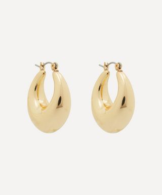 Kenneth Jay Lane + 14ct Gold-Plated Oval Hoop Earrings
