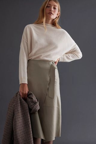 NORR + Alba Leather Midi Skirt